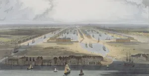 West India Trade Docks, from Six Views of the London Docks, 1802 (coloured West India Trade Docks, from Six Views of the London Docks, 1802 (coloured