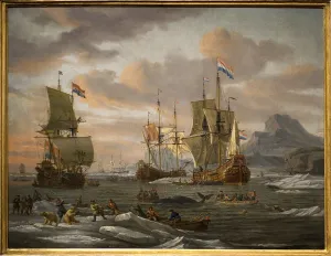Whale and polar bear fishing on Spitzberg Island (Arctic Ocean Whale and polar bear fishing on Spitzberg Island (Arctic Ocean