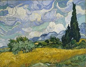 Impressionist art Collection: Wheat Field with Cypresses, 1889 (oil on canvas)