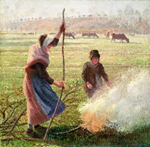 White Frost, woman breaking wood, 1890 (oil on canvas) White Frost, woman breaking wood, 1890 (oil on canvas)