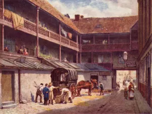 White Hart Inn, Southwark, 1884 (colour litho) White Hart Inn, Southwark, 1884 (colour litho)