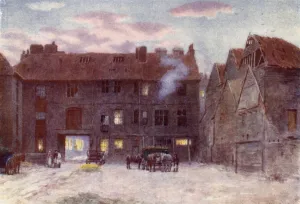 Back of White Hart Inn, Southwark, 1884 (colour litho) Back of White Hart Inn, Southwark, 1884 (colour litho)