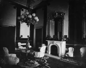 White House interior, Old Green Room, Presidents Study, 1860-80 (b/w photo) White House interior, Old Green Room, Presidents Study, 1860-80 (b/w photo)