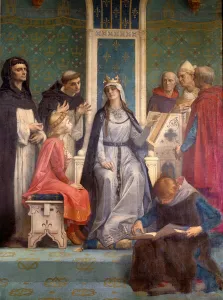 The White Queen of Castile gives a lecture to the future King Louis IX (Saint Louis The White Queen of Castile gives a lecture to the future King Louis IX (Saint Louis