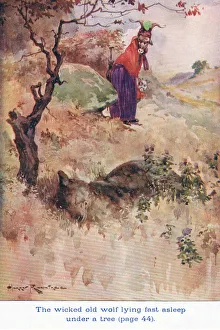 The Wicked Old Wolf lay fast Asleep, 1925 (colour litho) The Wicked Old Wolf lay fast Asleep, 1925 (colour litho)