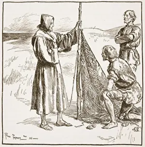 Wilfrid with the South Saxons, illustration from The Church of England Wilfrid with the South Saxons, illustration from The Church of England