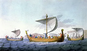 Means Of Conveyance Gallery: William the Conqueror and his Navy, going to England, illustration from 'Le costume ancien ou moderne'