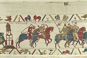 Needlework Gallery: William leads his army against Duke Conan of Brittany, Bayeux Tapestry (wool embroidery on linen)