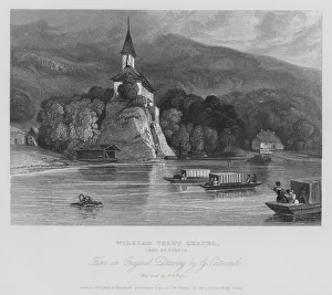 William Tell's Chapel, Lake Geneva, Switzerland (engraving) William Tell's Chapel, Lake Geneva, Switzerland (engraving)