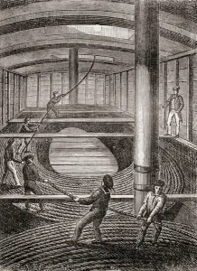 Winding the Dover to Calais submarine cable in the hold of the Blazer, 1851 Winding the Dover to Calais submarine cable in the hold of the Blazer, 1851