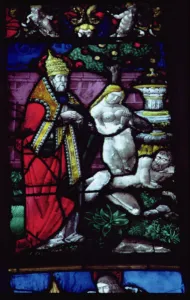Window depicting the Creation of Eve (stained glass) Window depicting the Creation of Eve (stained glass)