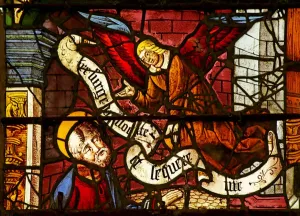 Window depicting Fragments and the Angel appearing to Saint Peter in prison Window depicting Fragments and the Angel appearing to Saint Peter in prison