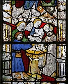Window Ew depicting the Seven Sacraments: Baptism (stained glass) Window Ew depicting the Seven Sacraments: Baptism (stained glass)