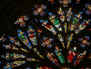 Window w216 depicting figures on the Tree of Jesse in the south rose window Window w216 depicting figures on the Tree of Jesse in the south rose window