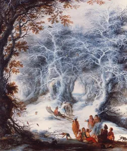 Winter Landscape with a Gypsy Encampment (oil on panel) Winter Landscape with a Gypsy Encampment (oil on panel)