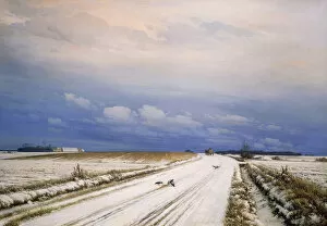 Artist Danish Gallery: A Winter Landscape with a Horse and Cart, (oil on canvas)