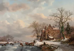 A Winter Landscape with Skaters on a Frozen River, 1862 (oil on canvas) A Winter Landscape with Skaters on a Frozen River, 1862 (oil on canvas)