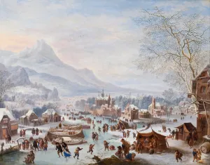 Related Images Gallery: Winter Scene with Skaters (oil on copper)