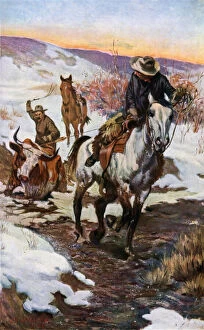 Winter Work for the Cowboys (colour litho)