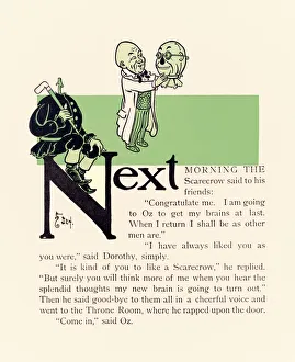 The Wizard giving the Scarecrow new brains, from The Wonderful Wizard of Oz' The Wizard giving the Scarecrow new brains, from The Wonderful Wizard of Oz'