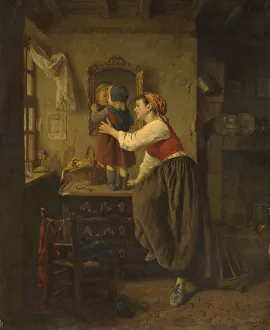 Woman and Child Before a Mirror, 1870s (oil on panel) Woman and Child Before a Mirror, 1870s (oil on panel)