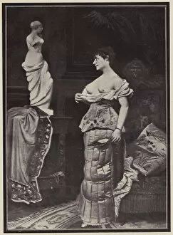 Saree Gallery: Woman comparing herself to a statue of Venus de Milo (litho)