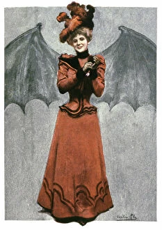 Flirting Collection: Woman disguised as a devil, ca 1900 (illustration)