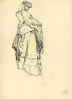 Mature Woman Gallery: Woman in Dress from Behind, c. 1872-1875 (pencil on paper)