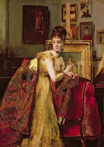 Woman with an Indian shawl in a studio (oil on canvas) Woman with an Indian shawl in a studio (oil on canvas)