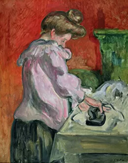 Pressing Gallery: A Woman Ironing (oil on canvas)