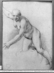 Woman kneeling on a cloud (pierre noire on grey paper) Woman kneeling on a cloud (pierre noire on grey paper)