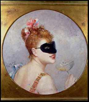Woman with a mask (oil on canvas)