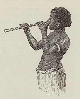 Woman with nose flute (engraving) Woman with nose flute (engraving)