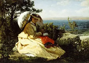 The Woman with the Parasol; Bay of Douarnenez, 1871 (oil on canvas) The Woman with the Parasol; Bay of Douarnenez, 1871 (oil on canvas)