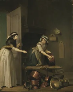 A Woman Polishing Copper Pans (oil on canvas) A Woman Polishing Copper Pans (oil on canvas)