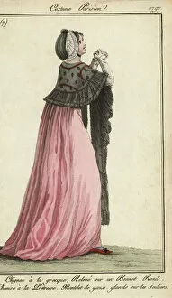 Woman in priestess-style dress, 1797 (handcoloured copperplate engraving)