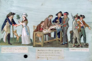 A Woman Promising to Marry her Wounded Suitor after the War, Patriotic Citizens Donating A Woman Promising to Marry her Wounded Suitor after the War, Patriotic Citizens Donating