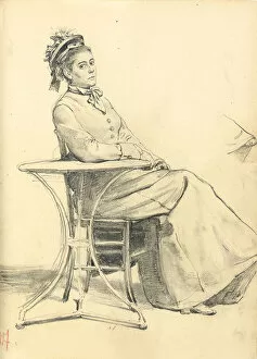 Arm Resting Collection: Woman Seated at a Cafe Table, c. 1872-1875 (pencil on paper)