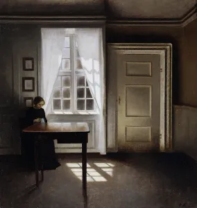 A woman sewing in an interior, 1901 (oil on canvas) A woman sewing in an interior, 1901 (oil on canvas)