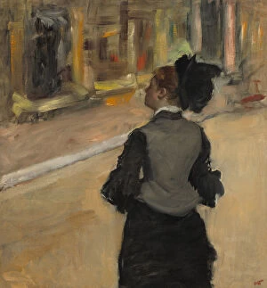 Edgar Degas Gallery: Woman Viewed from Behind (Visit to the Museum), c.1879-85 (oil on canvas)