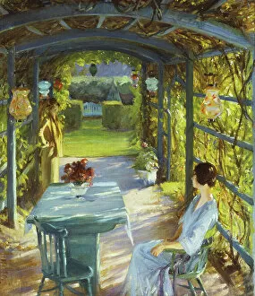 Images Dated 28th December 2012: Two Women in an Arbor, (oil on canvas)