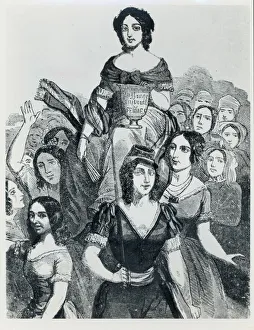 Women Carrying Jeanne Deroin (1805-94) in Triumph, from Les Femmes Celebres Women Carrying Jeanne Deroin (1805-94) in Triumph, from Les Femmes Celebres