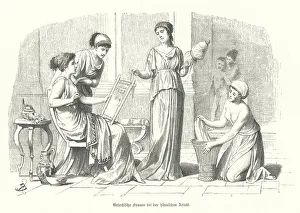 Women doing the housework in Ancient Greece (engraving) Women doing the housework in Ancient Greece (engraving)