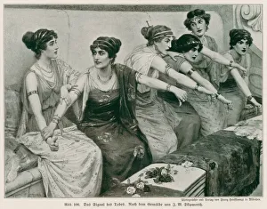 Women giving the signal for death of a defeated gladiator in the Roman arena (litho) Women giving the signal for death of a defeated gladiator in the Roman arena (litho)