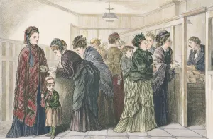 Women at the newspaper office placing advertisements for work, New York Women at the newspaper office placing advertisements for work, New York