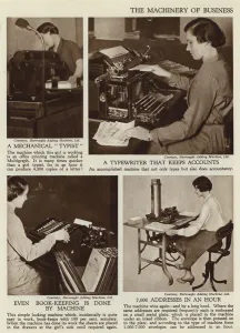 Women workers using modern office technology, 1930s (b/w photo) Women workers using modern office technology, 1930s (b/w photo)