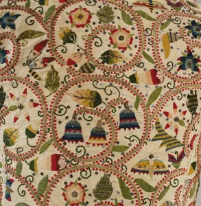 detail of a women's embroidered jacket known in the 17th century as a waistcoat detail of a women's embroidered jacket known in the 17th century as a waistcoat