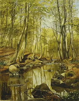 Artist Danish Gallery: A Wooded River Landscape, 1892 (oil on canvas)