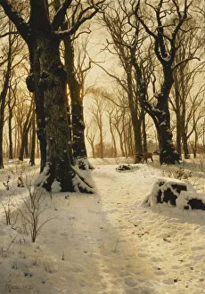 A Wooded Winter Landscape with Deer, 1912 (oil on canvas) A Wooded Winter Landscape with Deer, 1912 (oil on canvas)