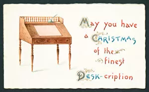 Wooden Desk, Christmas Card (chromolitho)